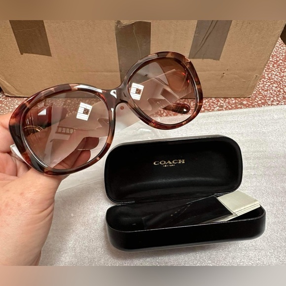 NIB - COACH Oversized Metal Soft Square Sunglasses - Pink Tortiose - Picture 2 of 6